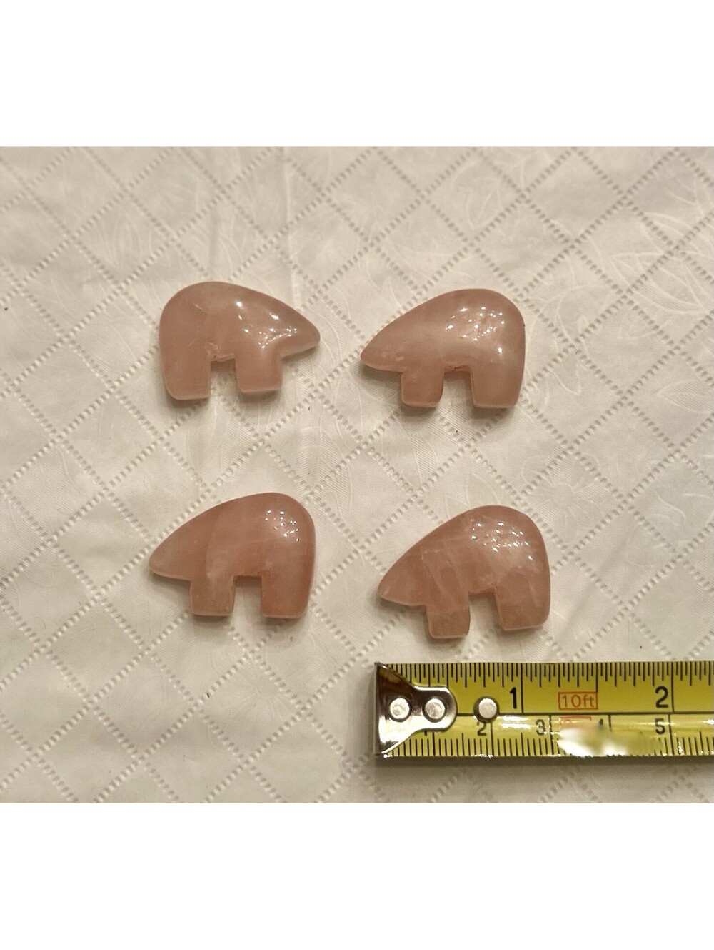 4 Rose Quartz Native American Fetish Style Bear Beads Southwestern Jewelry